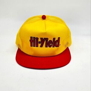 Hi-Yield 1970's Yellow Red Mesh Trucker Cap